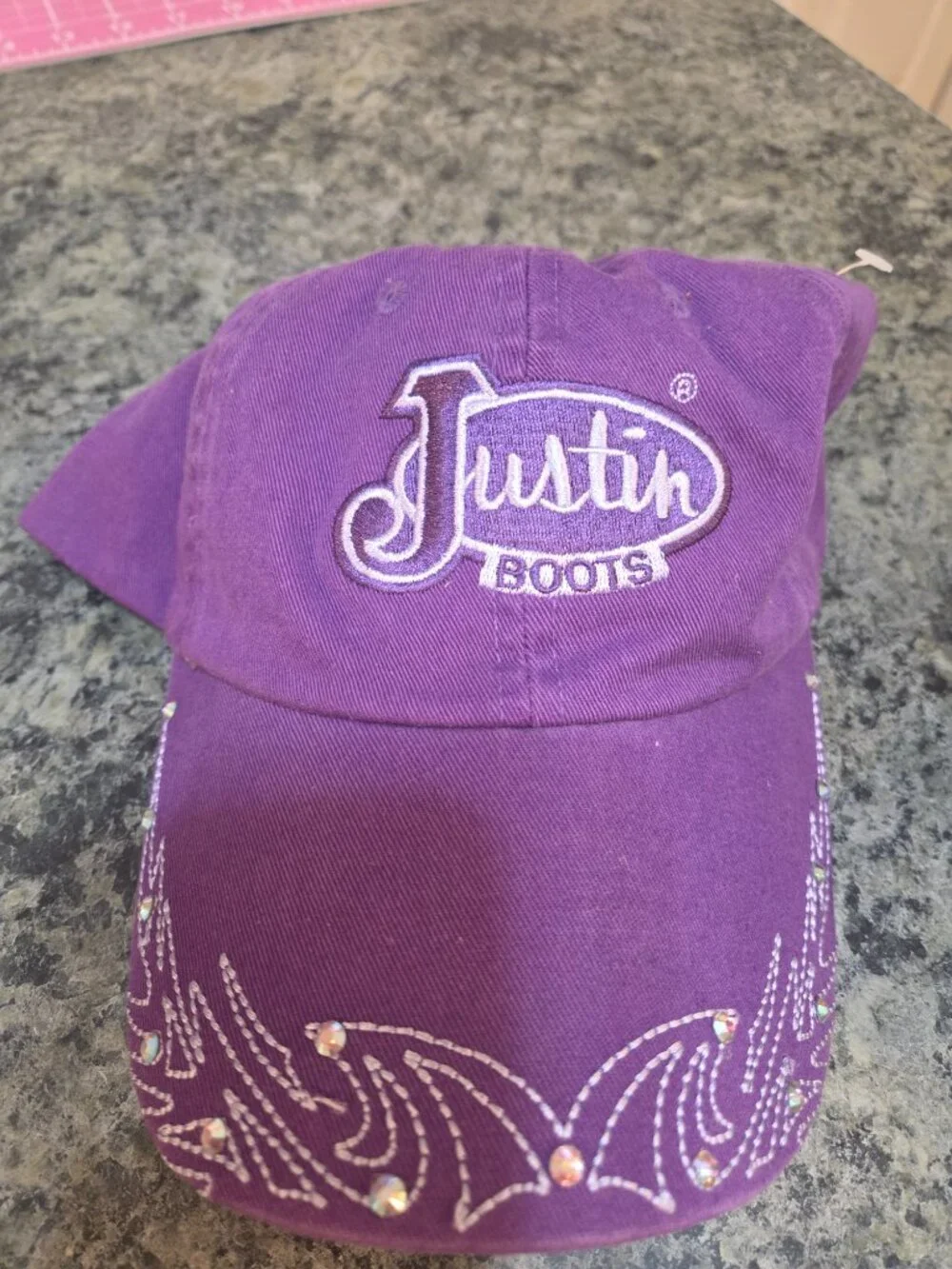 Justin Boots Hats Purple & Tan Barbed Wire & Bling Cap
